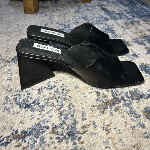 Steve Madden Black Riski Open Toe Twists Heels Size 8.5 - Picture 1 of 12